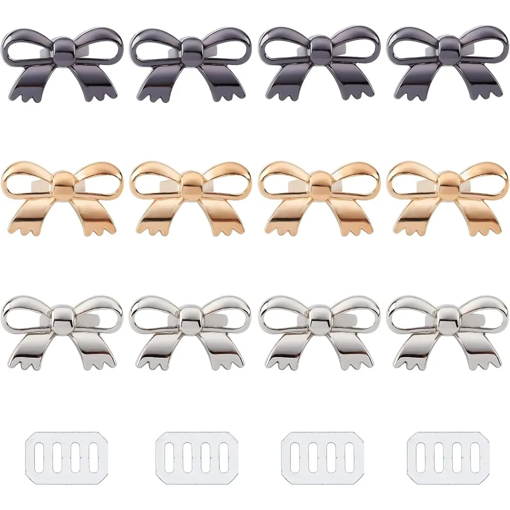 

12 Sets 3 Colors Butterfly Shaped Clasp Turn Lock Zinc Alloy Bag Clasp Decorate for DIY Craft Bag Handbag Making Mixed Color