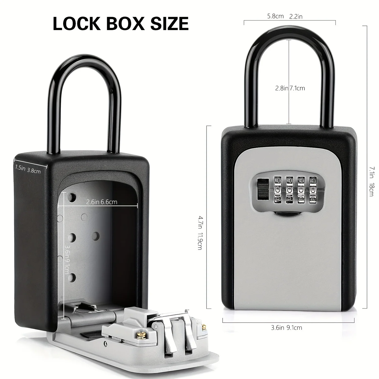 1 Piece Grey Portable Aluminum Alloy Wall Mount Resettable Combination Lock Box for Secure Outhouse Keys Apartment Realtor Spare