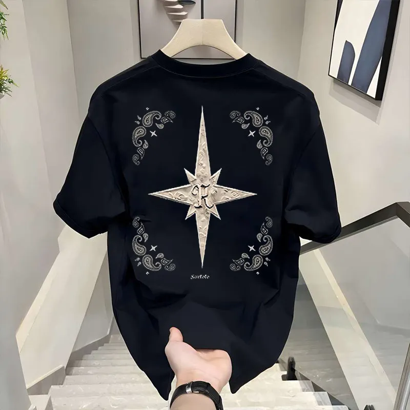 2026 Cotton Wave brand cool and bold T-shirt with American style print, round neck, versatile and casual.