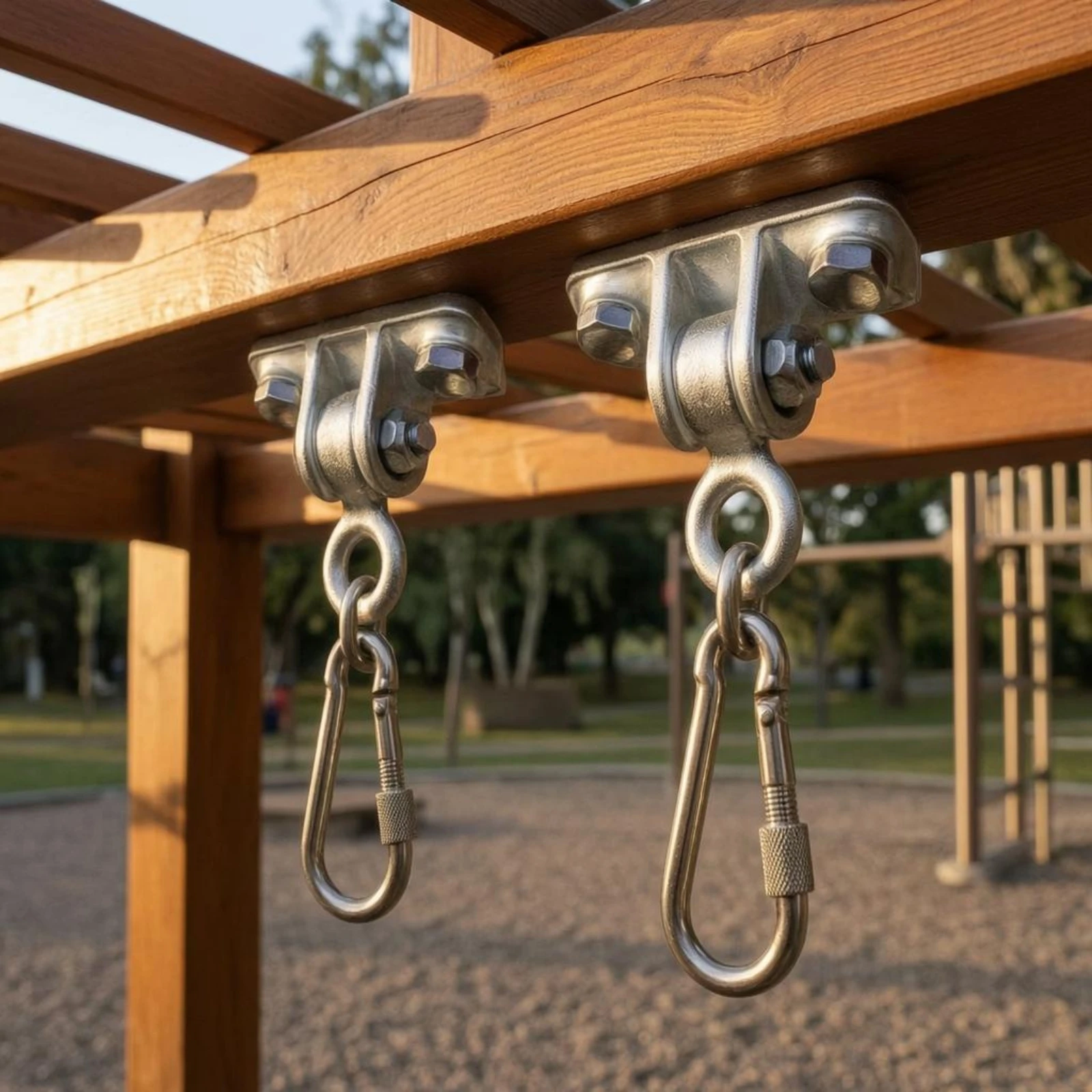 2 Pieces Rotating Hanger Eye Bracket Cast Steel Swing Hanger Bracket Carabiner Hook Set Indoor Outdoor Use Hardware Lock Nut