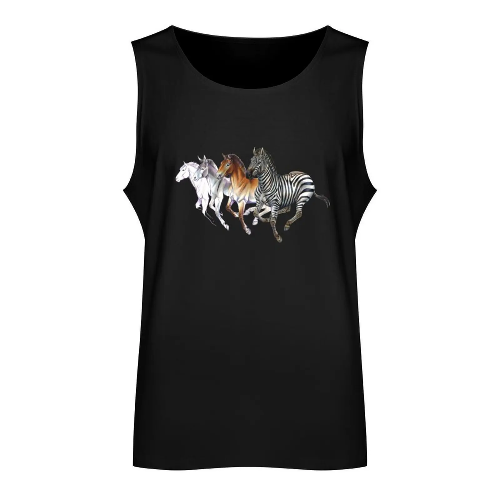 The variety of Equines - Zebra, Horse, Donkey Tank Top Man clothes for gym Men's gym