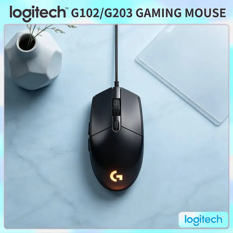 

Logitech G203 LIGHTSYNC Mouse Gaming Wired 8000 DPI Sensor RGB Sync 6 Buttons Mechanical Tensioning 2.1m Cable Quick