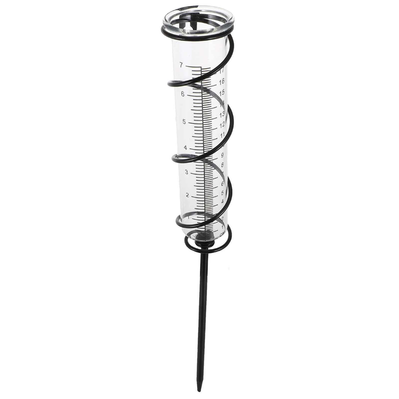

Garden Rain Gauge Iron Glass Material Creative Spiral Design Durable Weatherproof Clear Easy Read Numbers Decorative Outdoor