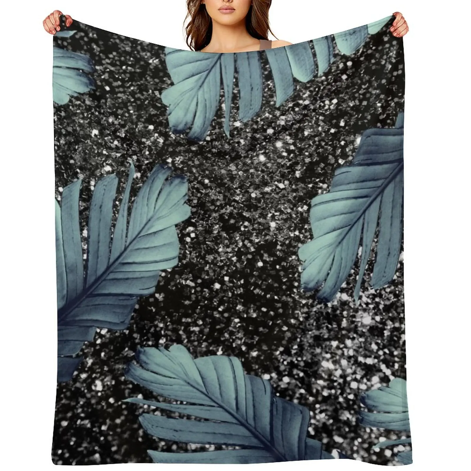 

Banana Leaves Glitter Glam #5 (Faux Glitter) #shiny #tropical #decor #art Throw Blanket Designers Blankets