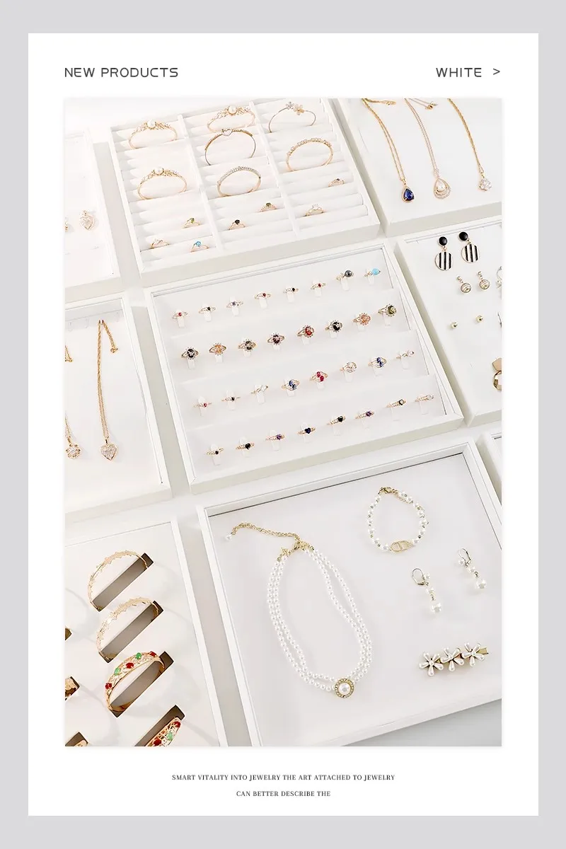 PU Leather Jewelry Display Tray for Drawer Counter Top Pendant Earrings Necklace Ring Organizer Bracelet Holder Storage Showcase