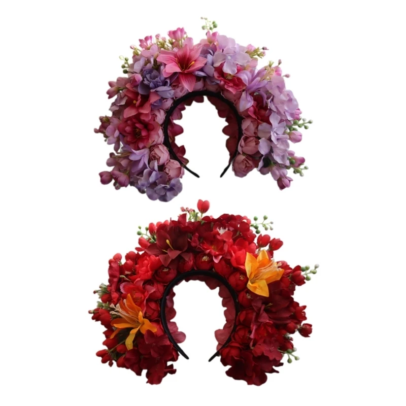 

Fast Reach Colorful Flower Headband Crowns Hair Wreath Wedding Party Costume Headpiece Props