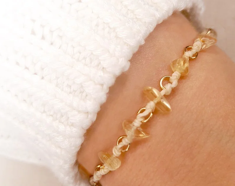 CITRINE BRACELET for LUCK, Small Crystal Bracelet, Gemstone Bracelet for Solar Plexus, Abundance Bracelet, Optimism Bracelet