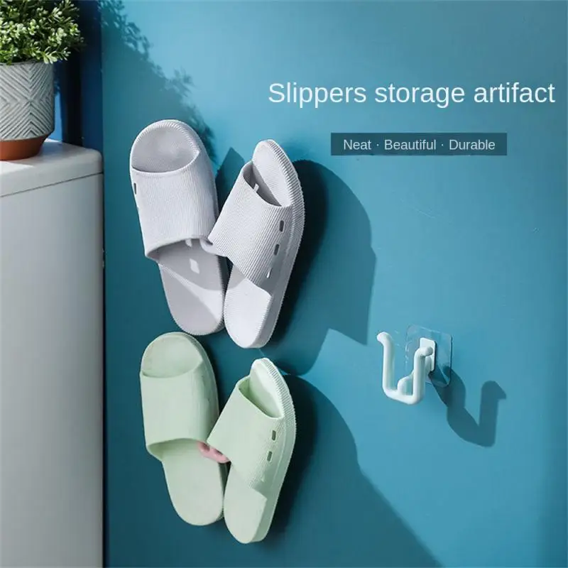 Slippers Rack Plastic Wall-mounted Waterproof Rack No Punching Simple Bathroom Slipper Hook Home Bedroom Neat Storage Rack