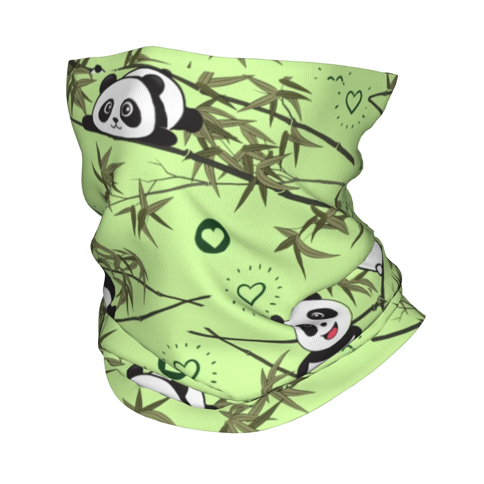 Custom Cute Pandas On Bamboo Wood Bandana Neck Gaiter for Ski Hunting Men Women Wrap Scarf Animal Cartoon Headband Warmer