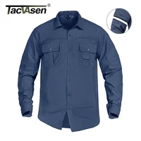 TACVASEN Camisas de trabajo de carga de manga larga de secado rápido con bolsillos Camisas de senderismo de Safari de nailon para hombre Camisas con botones Ropa para hombres