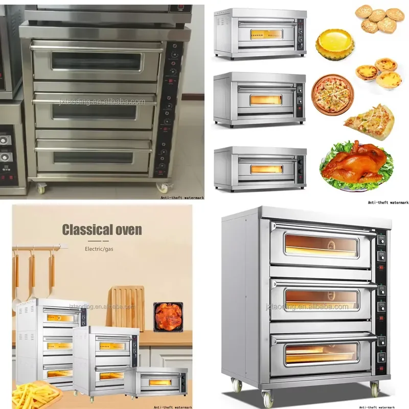2026for 3 Deck 6 Trays Commercial Kitchen Oven Toaster Bakery Machine Equipment Pizza Baking Oven Electric Bread Cake Deck Oven