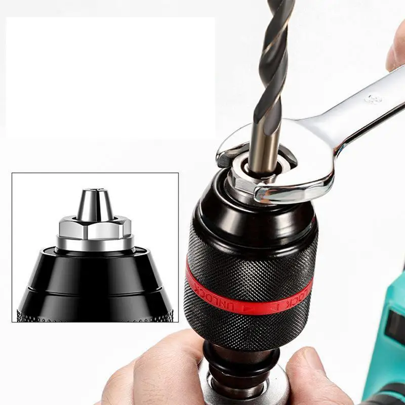 Keyless Drill Chuck Quick Change Conversion Adapter 1/2-20UNF 1.5-13mm Self-Tighten Screwdriver Drill Bits Chucks