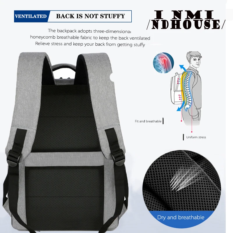 Mochila simples e elegante, mochila multifuncional de grande capacidade para deslocamento, viagens de negócios, bolsa para computador de estudante-ll