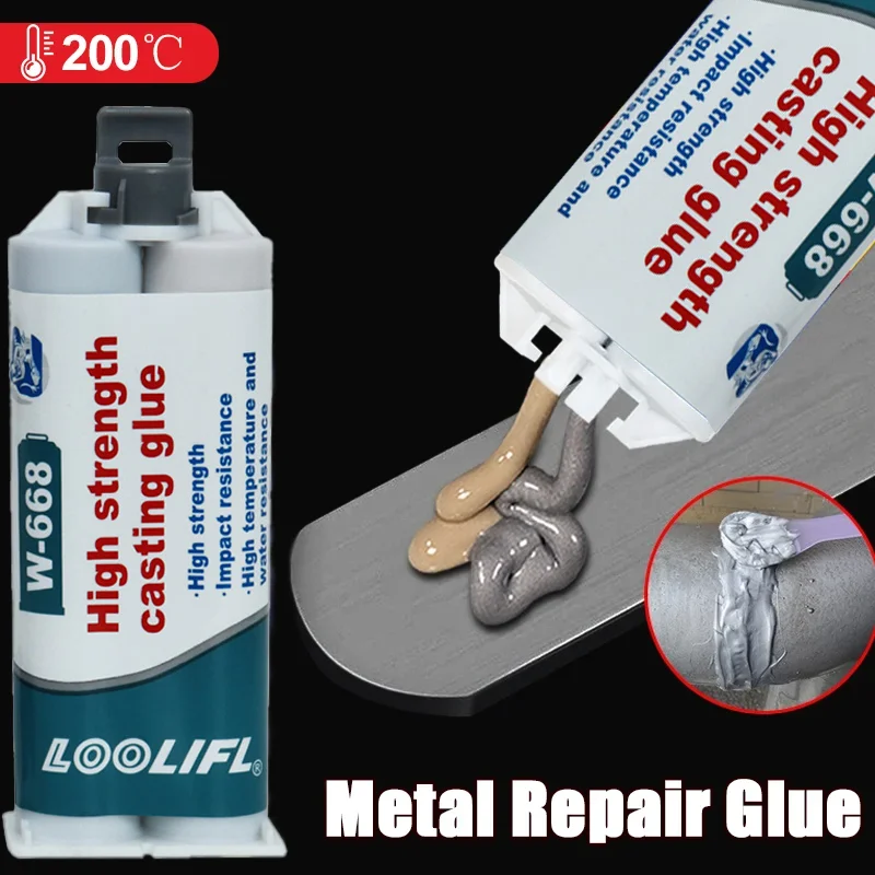 Ab-Type All-In-One Glue, Industrial-Grade Casting Glue, Two-Component Ab Glue, Waterproof, Oil-Resistant, Corrosion-Resistant, for Repairing Damaged Metal Castings, Can Be Polished, Drilled, and Used for Cold Welding, Super Glue Stick, Metal Repair, Sealant, Pipes, Exhaust Pipes, Roofs