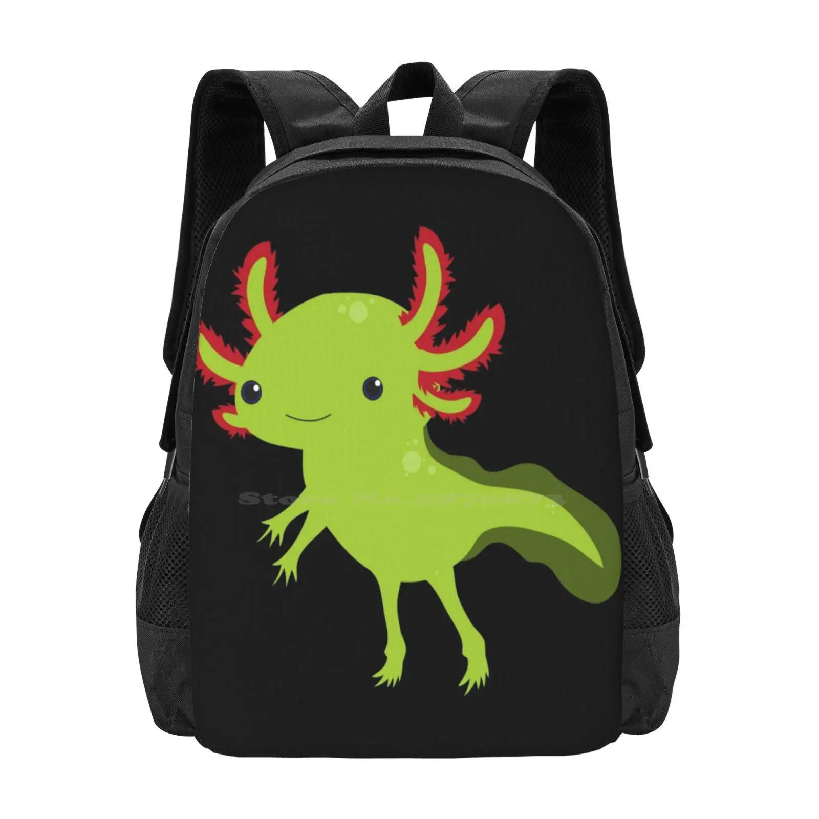 Cutesy Axolotl Adolescente Mochila Estudante Universitário, Sacos De Design Padrão, Salamandra Anfíbia, Peixe ambulante mexicano