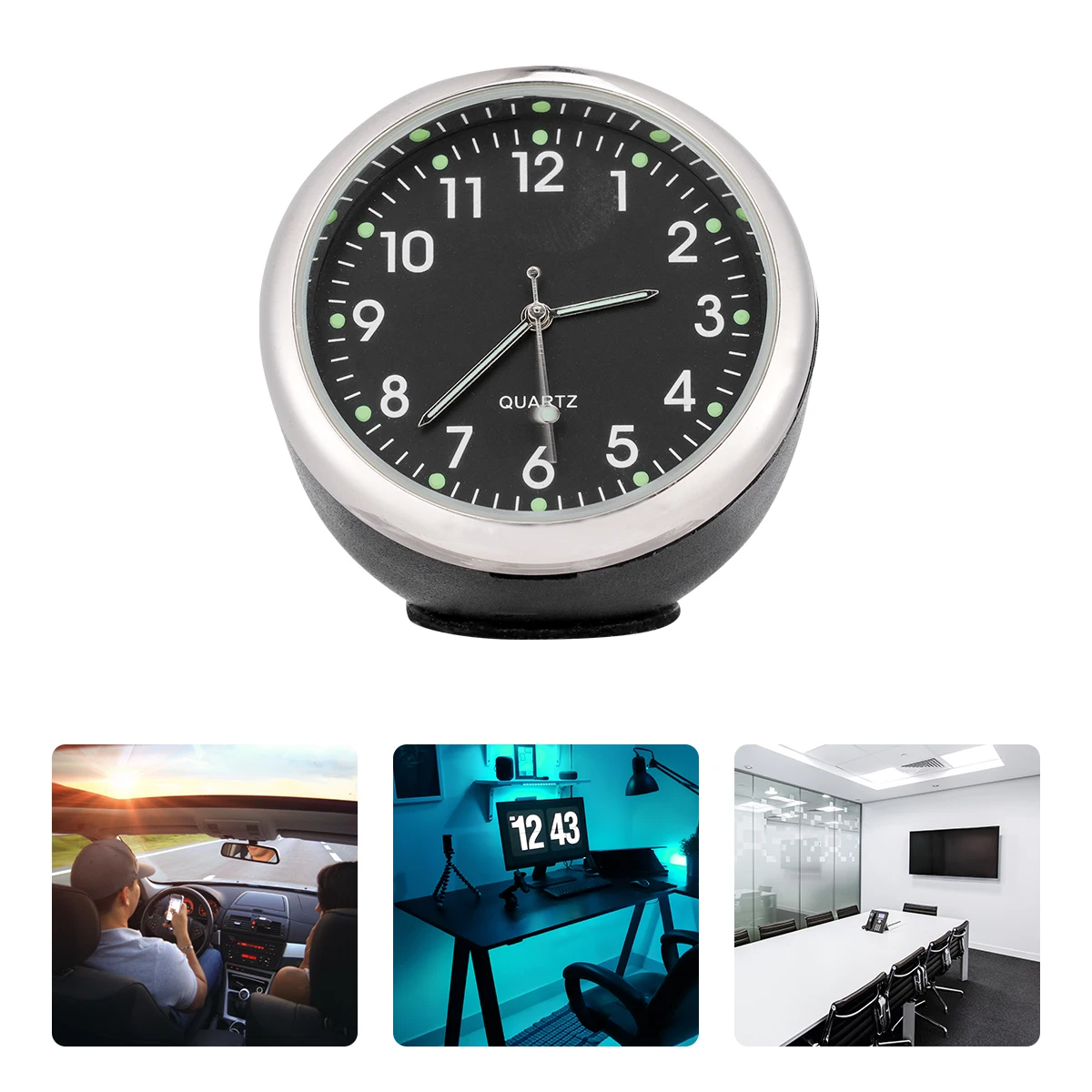 

Car Quartz Watch Adhesive Clock High Quality Desktop Dashboard Plastic Luminous