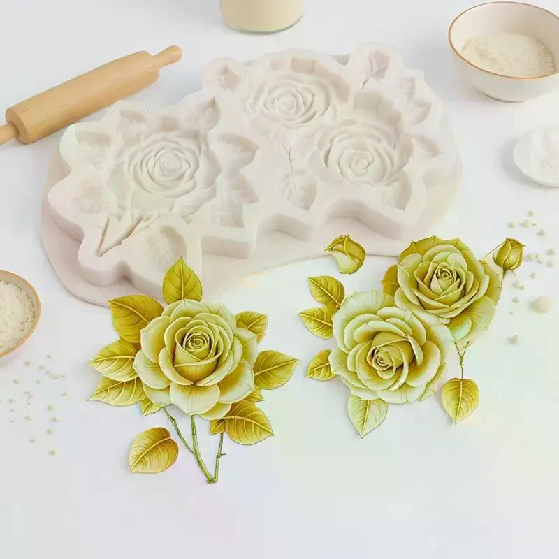 Цветы и листья, силиконовая форма для сахара, форма для выпечки шоколадного кекса, инструменты для украшения торта из помадки