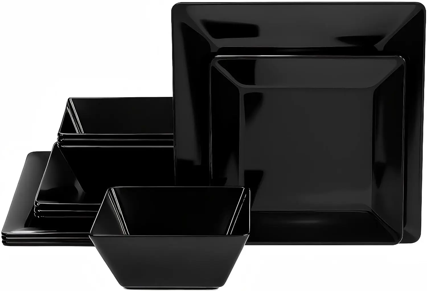 

Набор квадратной меламиновой посуды из 12 предметов на 4 персоны, ударопрочный и пригодный для мытья в посудомоечной машине, легкие тарелки и миски