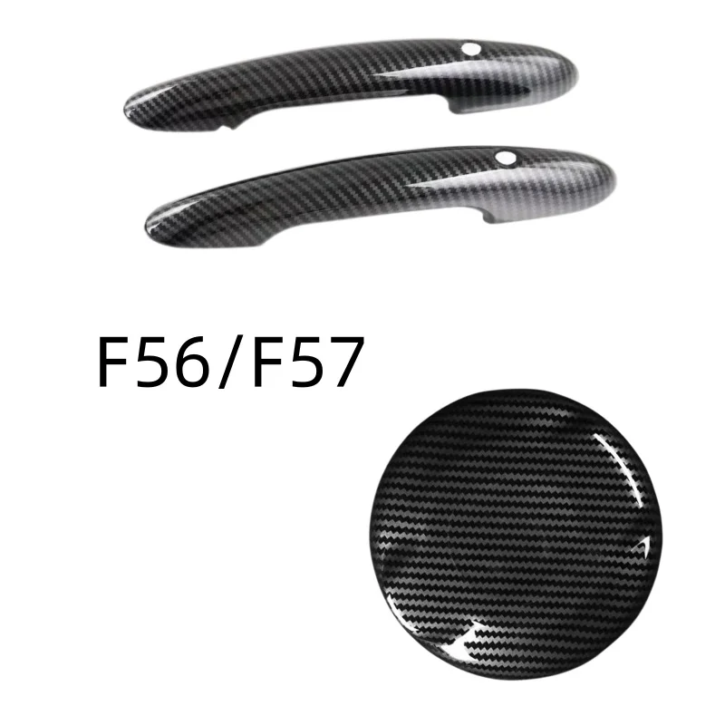 

3Pcs Gloss Bright Black Door Handle Covers for Mini Jcw Coopers F56 F57 & 1PCS ABS Fuel Tank Cover