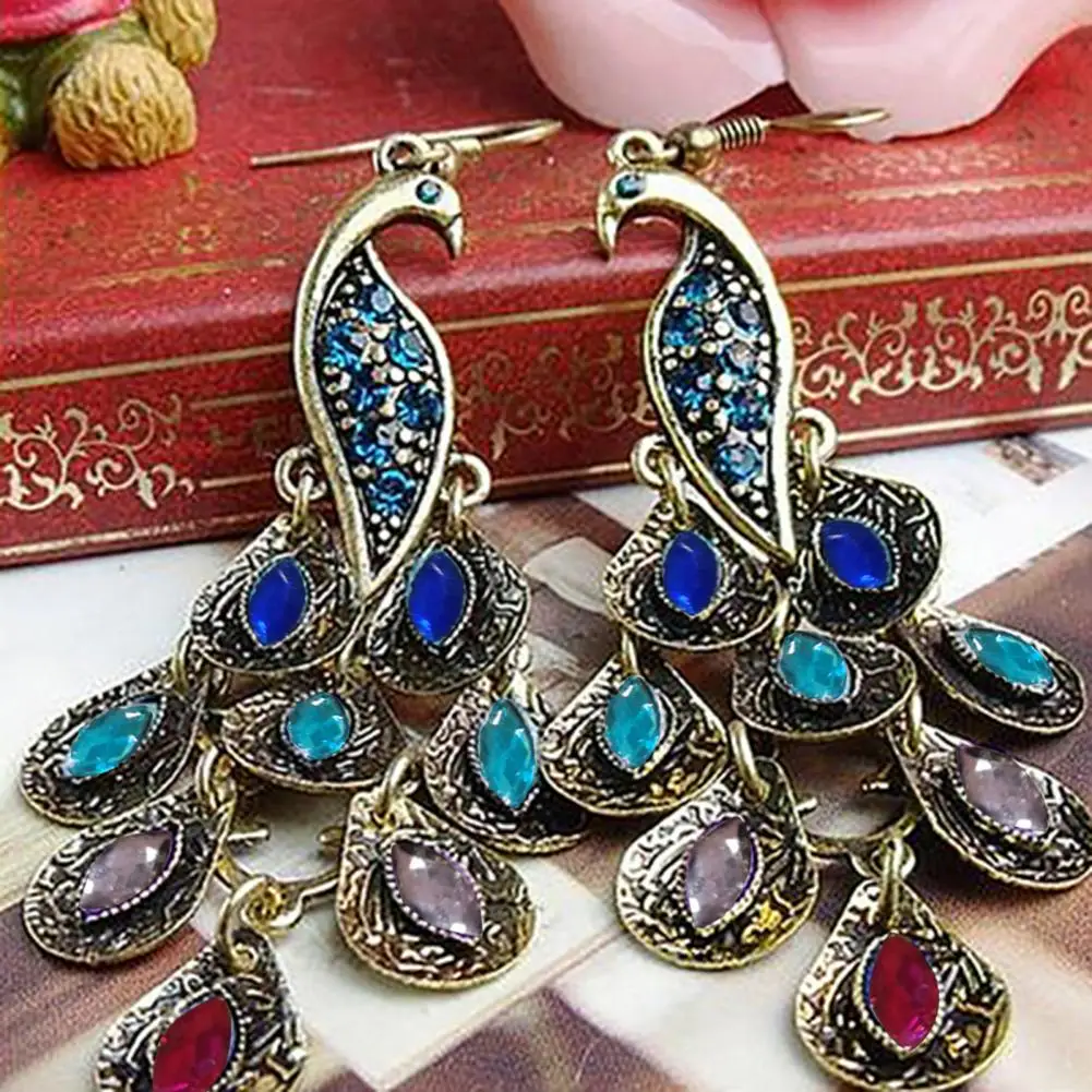 Hook Earrings for Party Vintage Jewelry Dangle Earrings Bohemian Style Peacock for Party