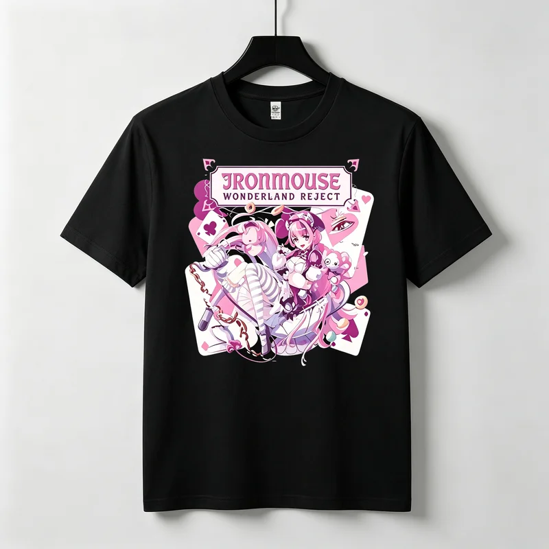 Ironmouse Vtuber Grafik-T-Shirt Vintage Y2k Anime-Charakter-Druck Übergroßes Baumwoll-Kurzarm-Unisex-Anime-Streetwear-T-Shirt – Detail 5