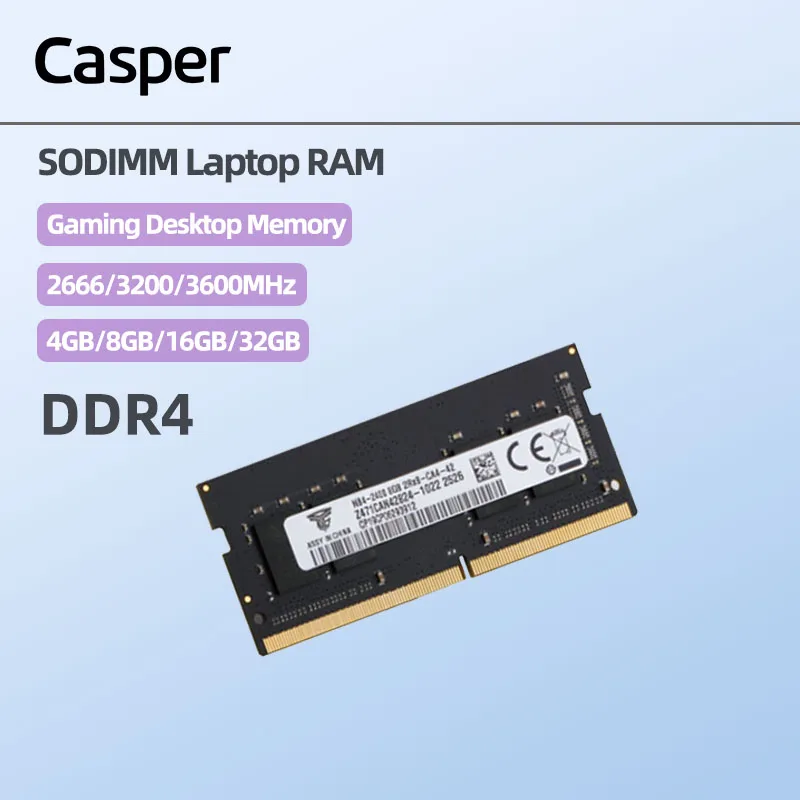 Casper DDR3 DDR4 3200/1600MHz Memory Module RAM Laptop Notebook Computer 32GB 16/8/4GB Gamer Ram Playing Game Smoothly (Black)