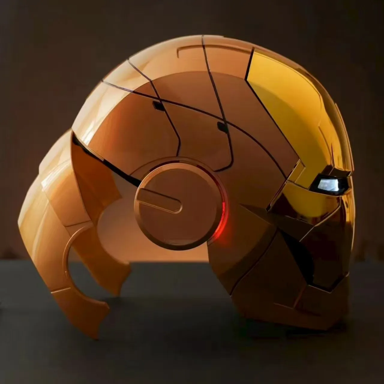 Golden Wearable Helmet Mask Cosplay Prop with Voice Control Gift for Ages 8-100