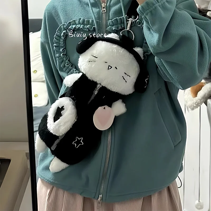 Precioso auricular gato de peluche lindo Animal muñeca bolsas de mensajero niñas japonesas dibujos animados estudiante Mini bolso de hombro único