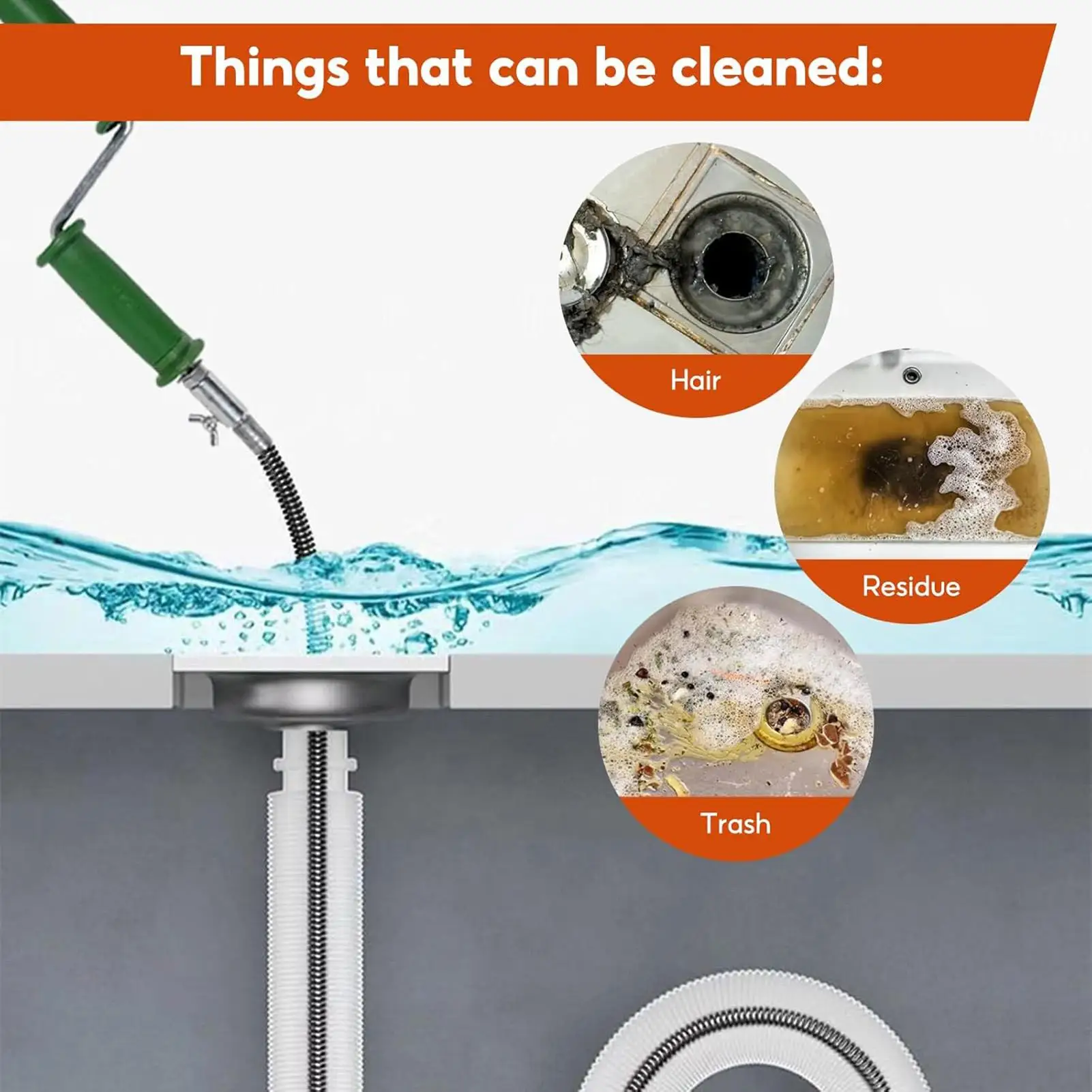 Drain Snake 4M Flexible Pipe Unclogger Manual/Electric Drainage Cleaner Tool Sink Toilet Bathtub Shower Sewer Clog Removal view 3