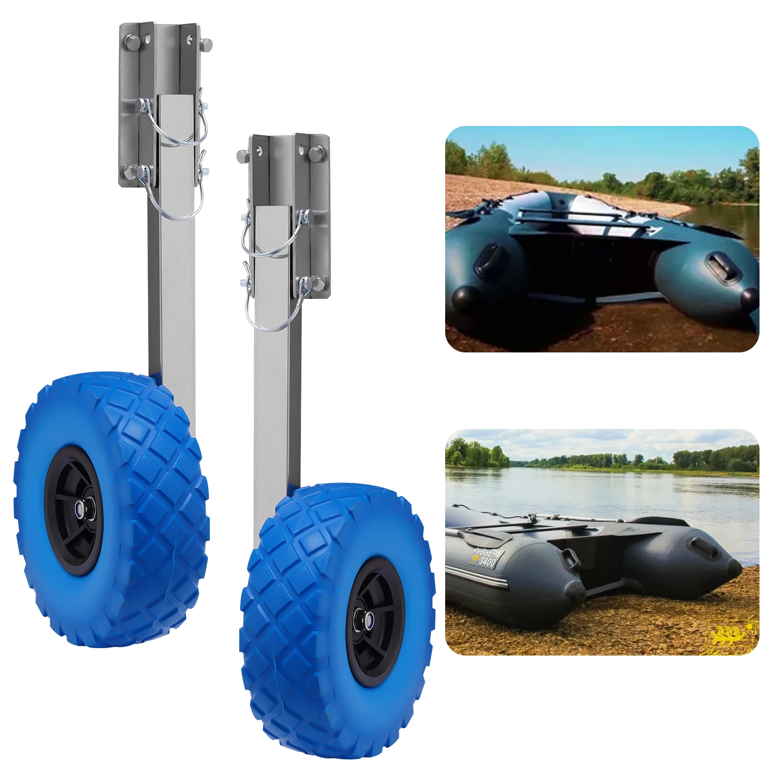 Inflatable Boat Trailer Wheel Set Foldable Small Trailer Tool Easy to Assemble Launching Wheel for Short Distance Beach Moves