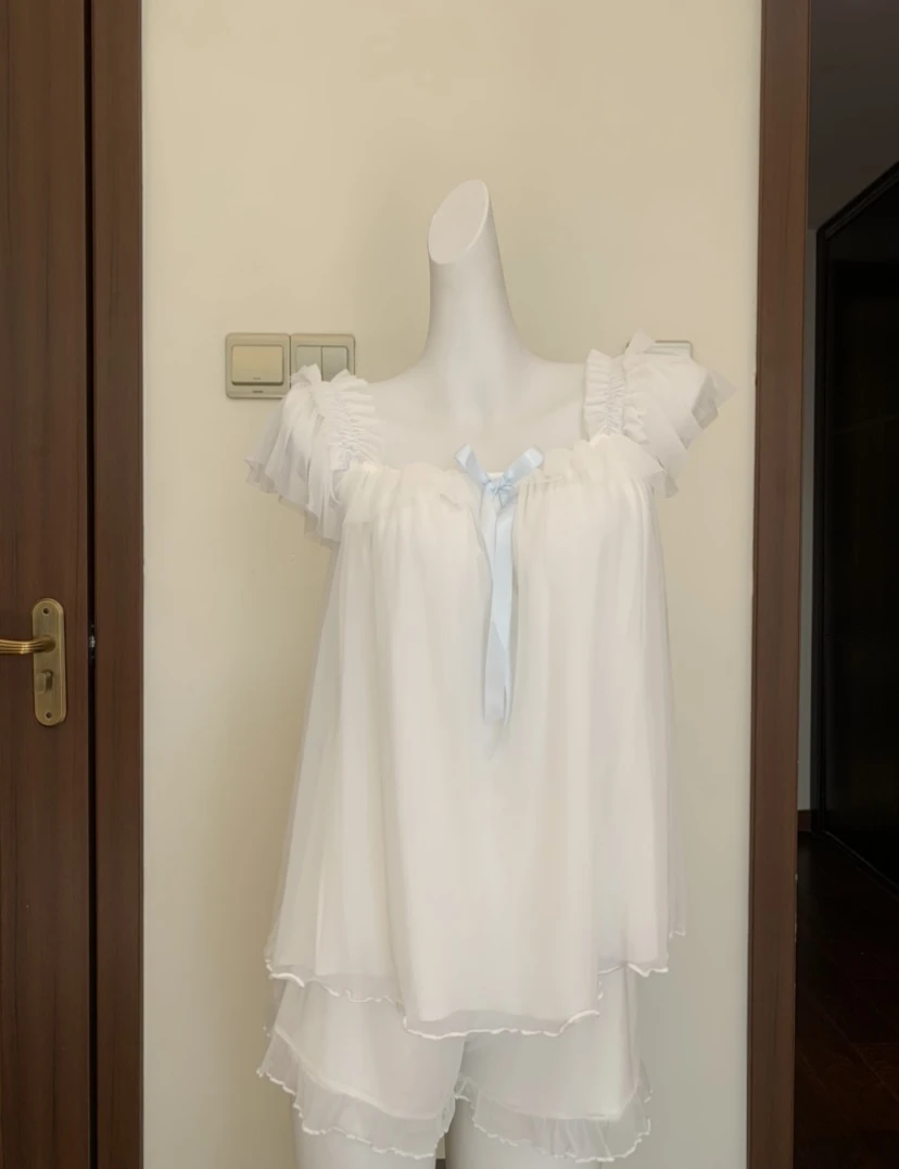 

Pure Desire Summer New Women's Spwear Loose Home Clothes Sweet Lace Strap Nightgown Skin-friendly Series ort Sve