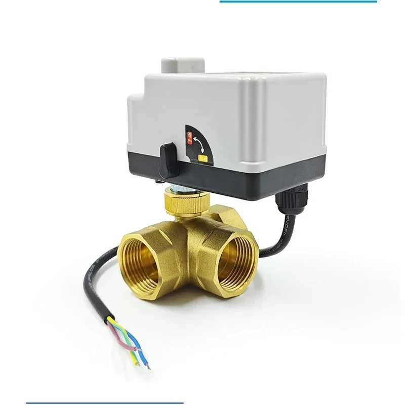 

Three way, T/L type DN15DN20DN25DN32DN40,AC220V brass electric ball valve, three wire two control, with manual switch