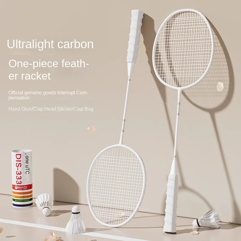 Pro Ultra-Light Carbon Fiber Badminton Racket 2-Piece Set, Durable Woven Technology Design