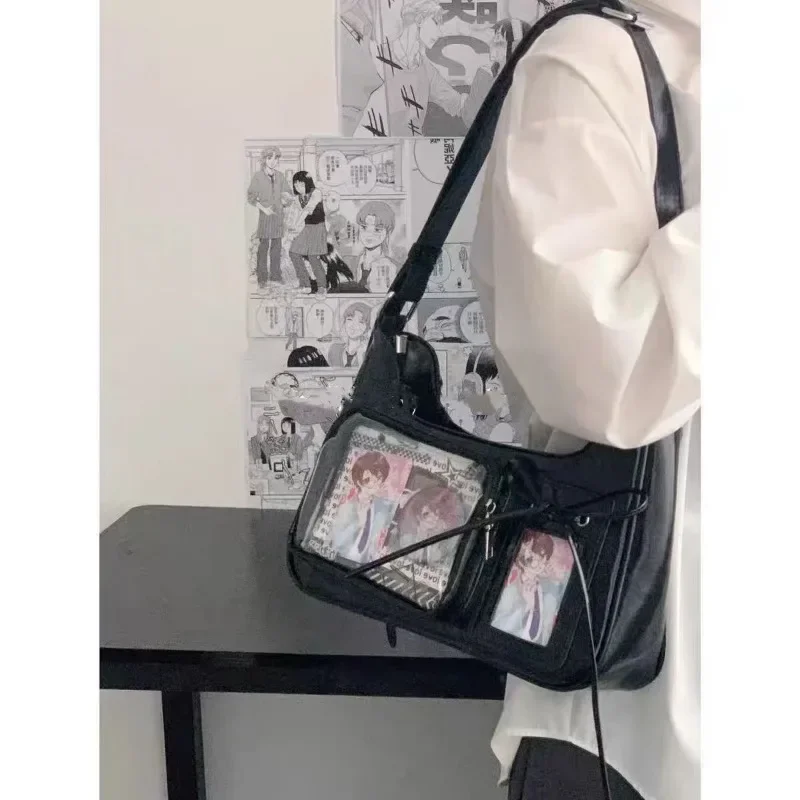 Sac à bandoulière transparent pour femme, sac Ita pour fille, sacs d'école pour femme, sacs à main de créateur, Y2K, japonais, initié Harajuku