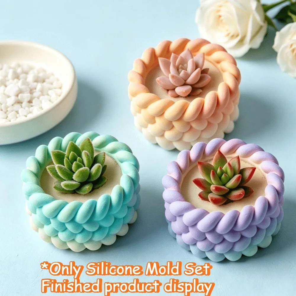 3D Rope Braided Twist Tealight Jar Silicone Mold 2Pcs Candle Holder Mold DIY Resin Soy Wax Plaster Craft Home Ornament Gift