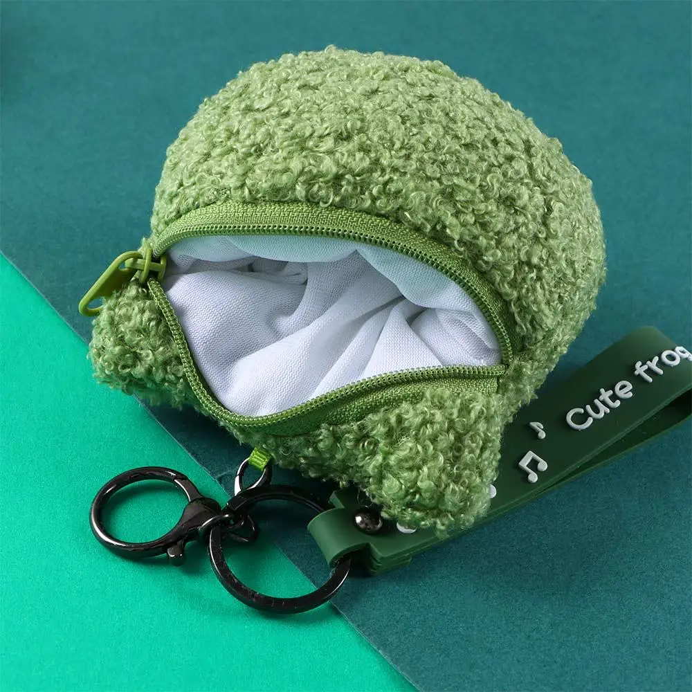 Girls Kawaii Couple Gift Lanyard pendant Key Charm Zipper Coin Purses Frog Plush Coin Bag Mini Wallet Keychain