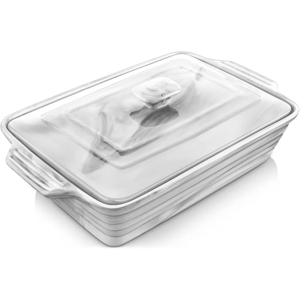 

Casserole Dish with Lid, 4.4 Qt Ceramic Baking Dish for Oven, 13 x 9 Inch Lasagna Pan Deep with Lid, Microwave, Dishwasher Safe