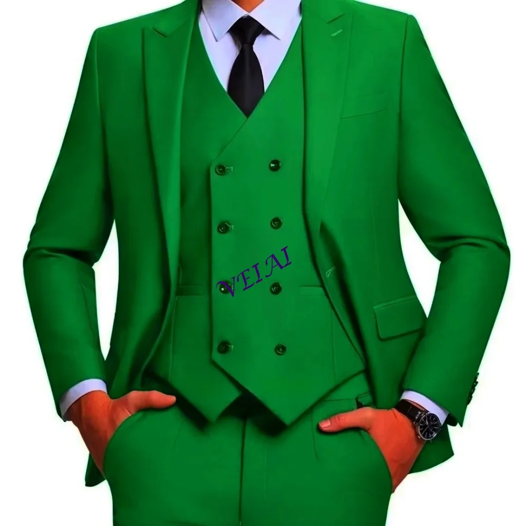 

CustomizedMen's Slim Fit Purple Tuxedo 3-Piece Set Wedding Groom Best Man Trendy Fashion Blazer Vest Pants Marriage Costume