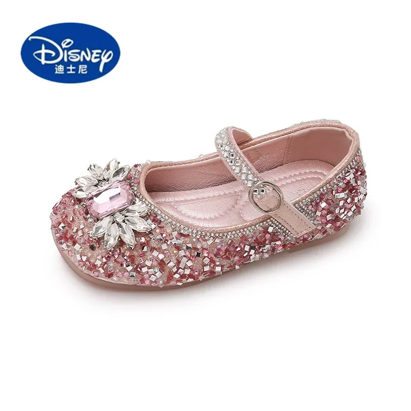 ディズニー ガールズ メリー・ジェーンズ 2025 |   リボンとスパンコール、プリンセスドレスシューズ、ダンス用子供用カジュアルシューズ