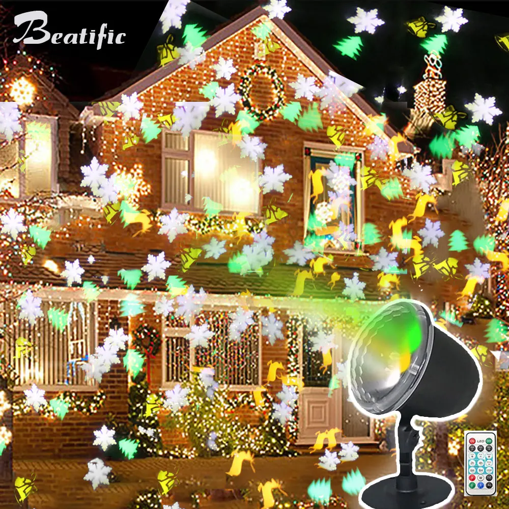 Luci natalizie a LED decorazione per esterni capodanno natale Halloween House Street Garden Lawn festone Fairy Light Window Projector