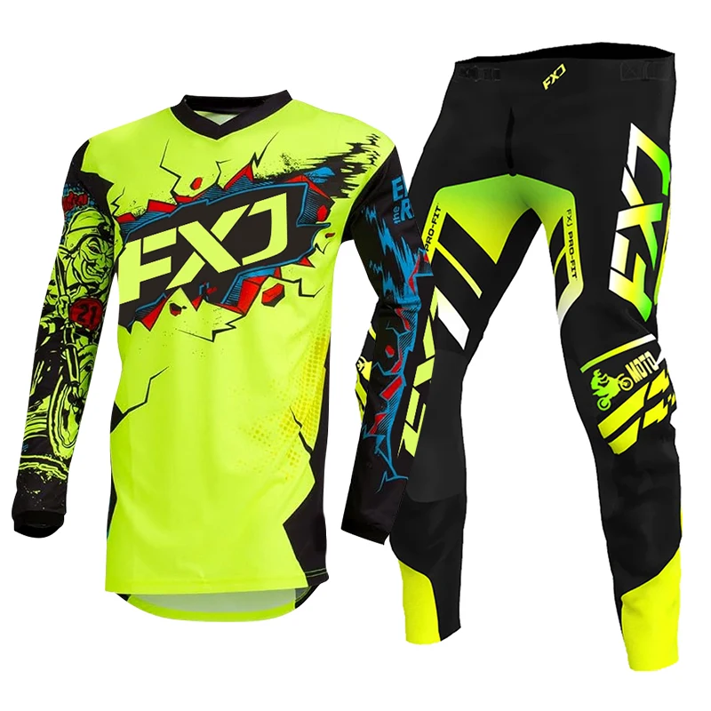 مجموعة تروس موتوكروس للأطفال إندورو كروس على الطرق الوعرة صبي فتاة BMX DH بدلة سباق 5 6 7 8 9 سنوات جيرسي بانت أطقم