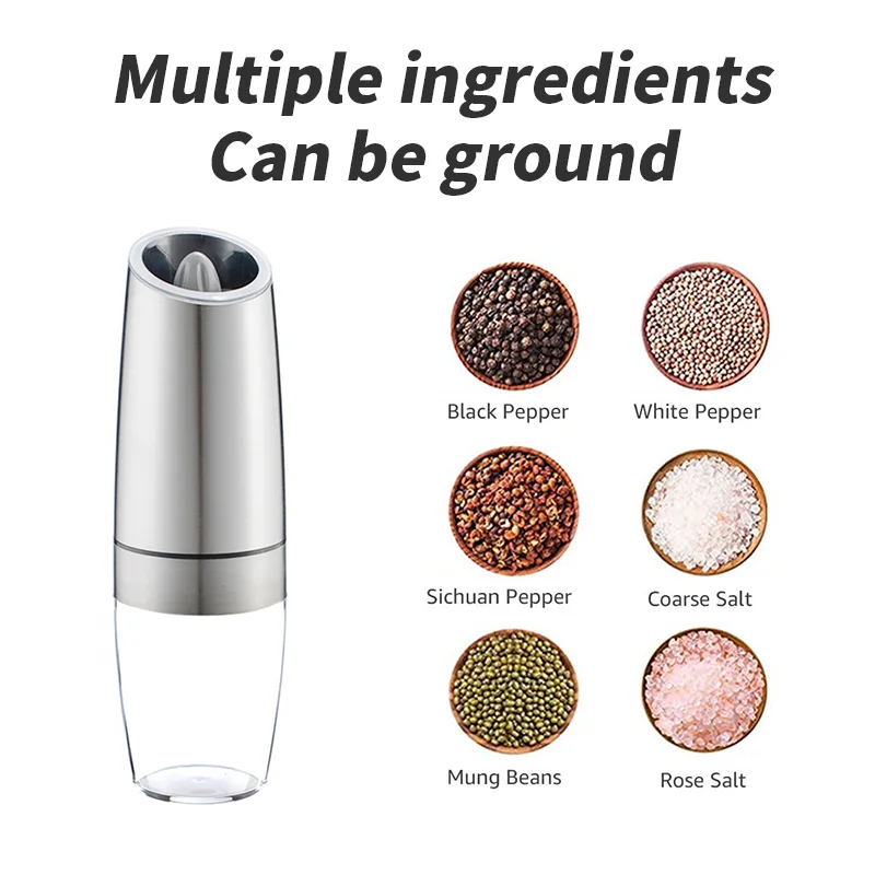 Electric Automatic Mill Pepper And Salt Grinder Gravity induction Adjustable Coarseness Kitchen Steak Tool  Battery Powered