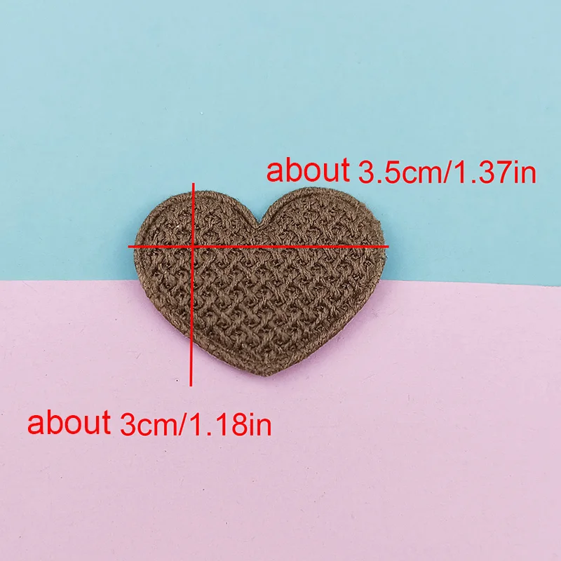 60Pcs Crochet Heart Padded Applique For Children\'s Headband Hair Clip Accessories Hats Decoration Patches