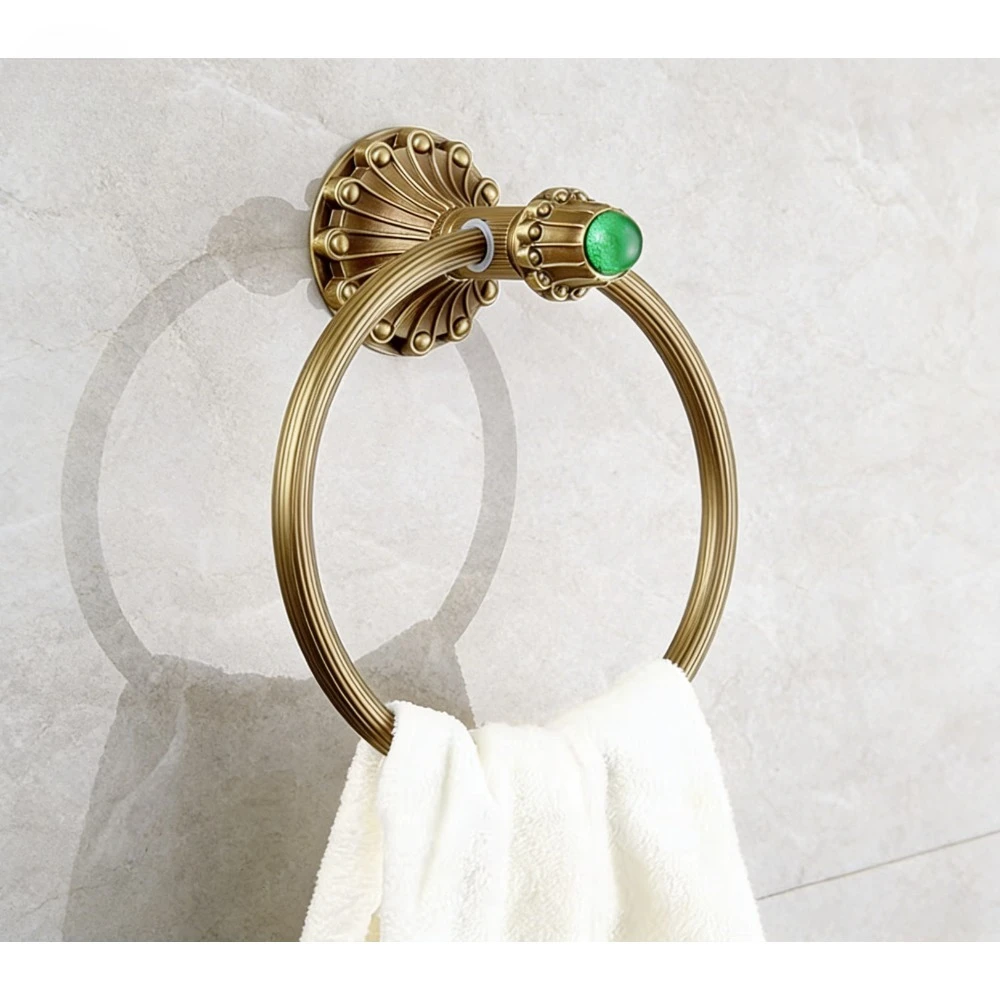

Bathroom wall towel ring， Vintage carved copper towel hanger