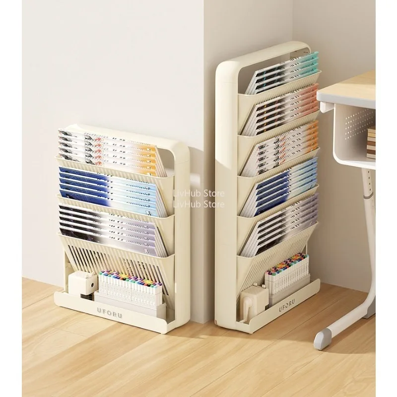 

3-5 Tier Book Cart Multi-Functional Movable Space Plastic Shelf Saving Storage Bookshelves for Study Office Library Classroom