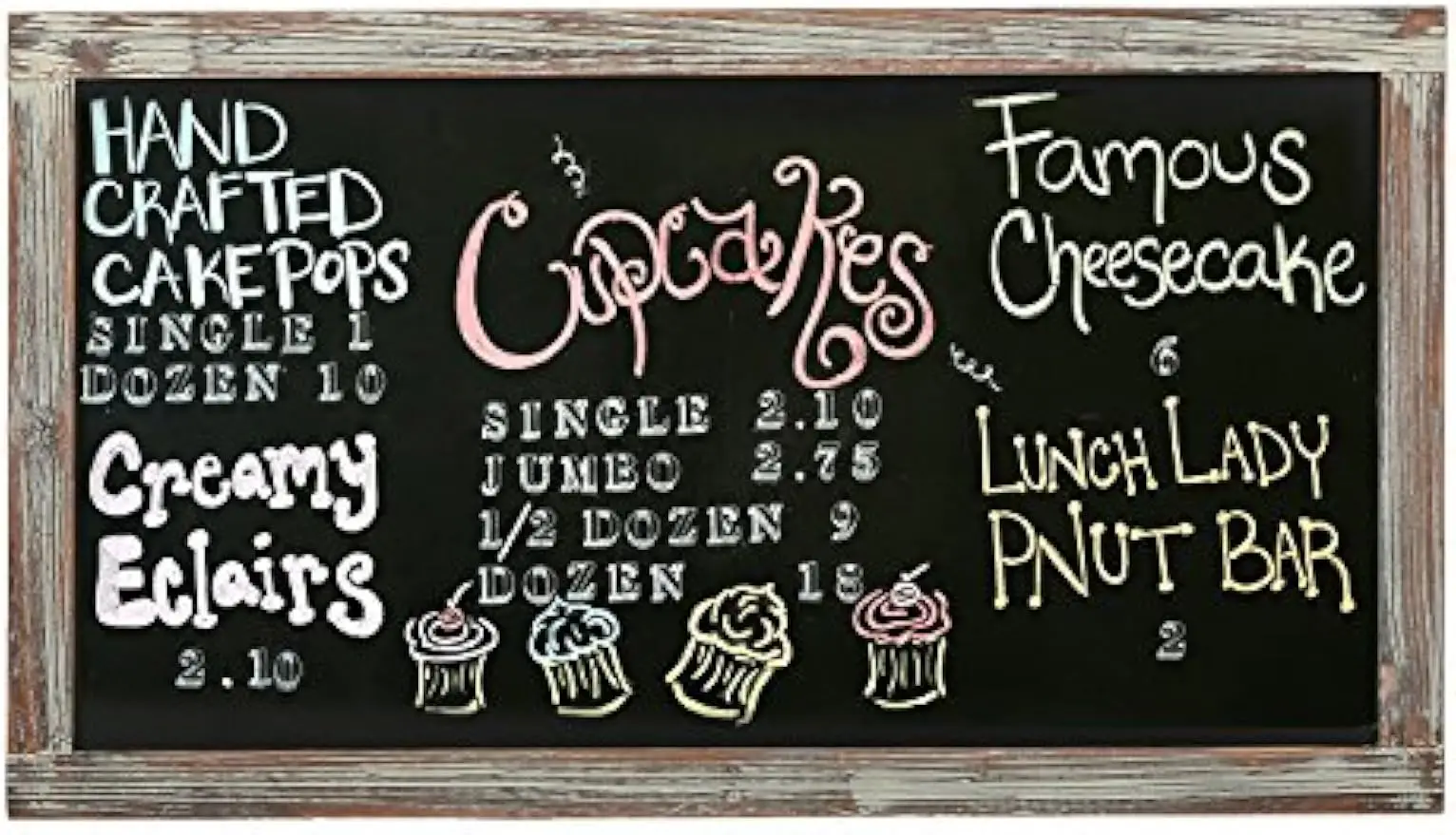 

35-Inch Wall-Mounted Chalkboard Sign with Torched Wood Frame, Erasable Message Board for Vertical/Horizontal Hanging
