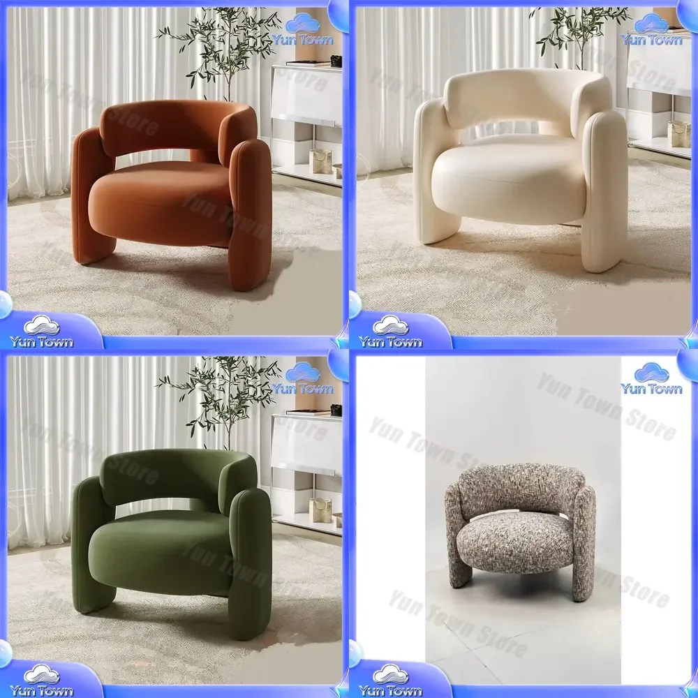 Modern Simple Velvet Casual Sofa Chair for Small Apartment Wool Cover Eco-Friendly Durable Sponge Filled Metal Legs