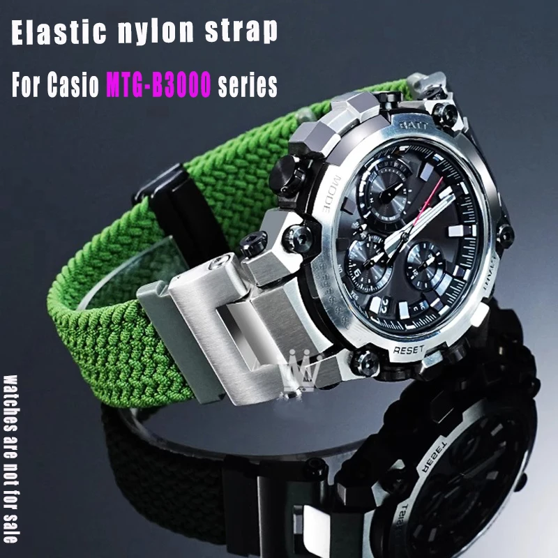 

Nylon watch band For G-SHOCK Casio MTG-B3000BD-1A2/D/B-1A series Elastic nylon strap Magnetic folding buckle Men accessories