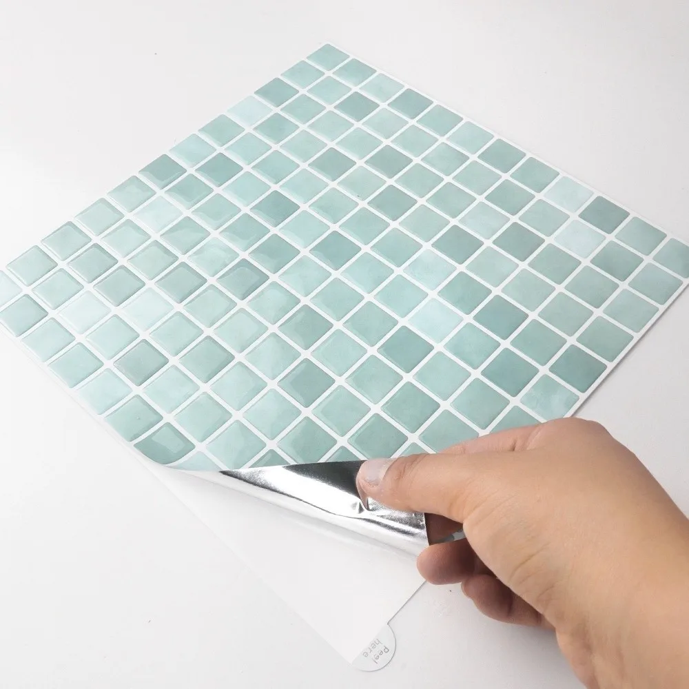 Self-Adhesive Wall Tile Stickers 3D Mosaic Pattern Ceramic Look Kitchen Backsplash Tiles Waterproof Brick Wall Stickers