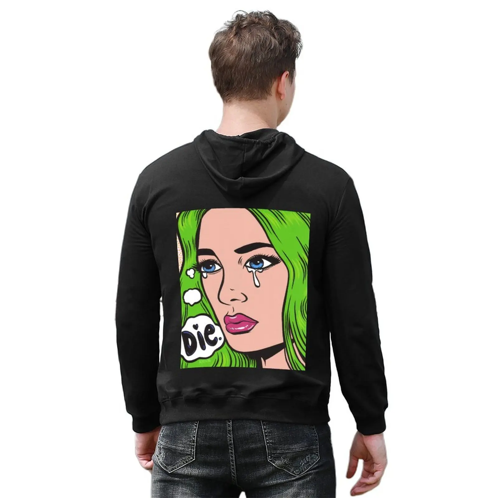 يموت البكاء الهزلي فتاة هوديي الملابس الكورية نمط ملابس رجالية مصمم ملابس رجالي الخريف منتجات جديدة أنيمي هوديي